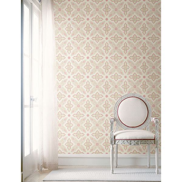 Off Beat Ethnic Pink Geometric Floral - Geometric Wallpaper