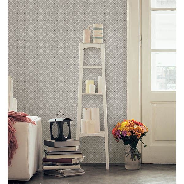 Kinetic Grey Geometric Floral - Geometric Wallpaper