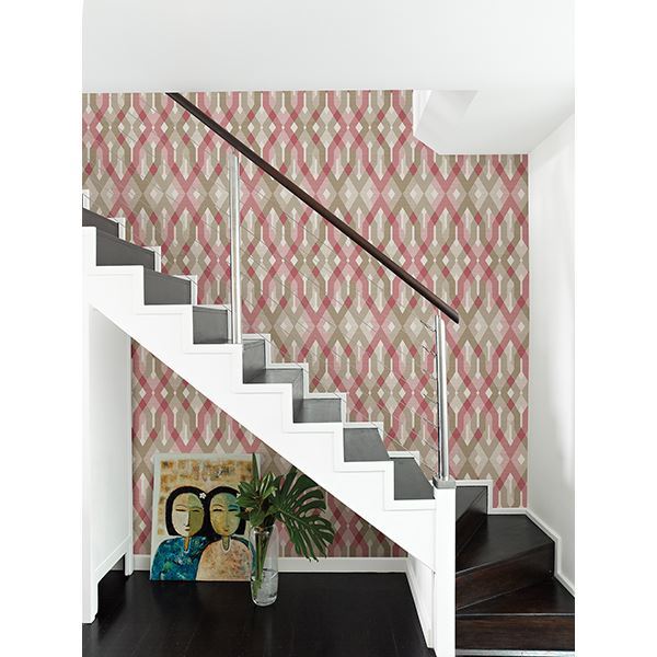 Harbour Pink Geometric - Geometric Wallpaper