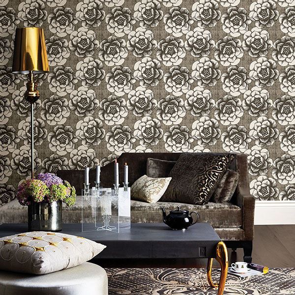Fanciful Brown Floral Wallpaper - Floral Wallpaper