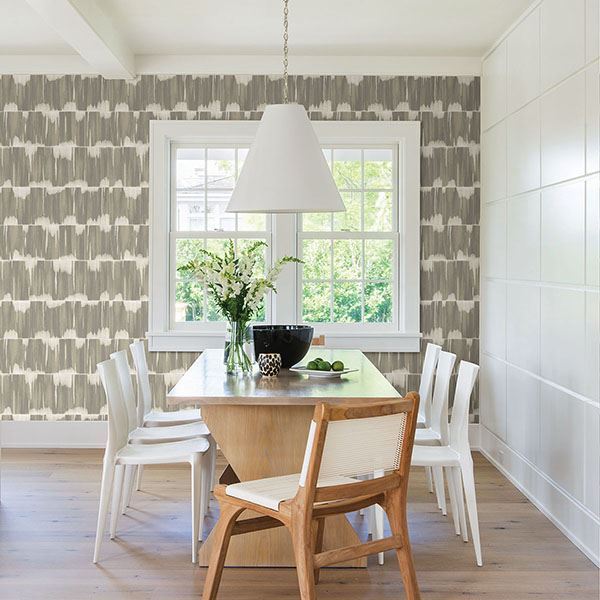 Serendipity Taupe Shibori Wallpaper - Stripes Wallpaper