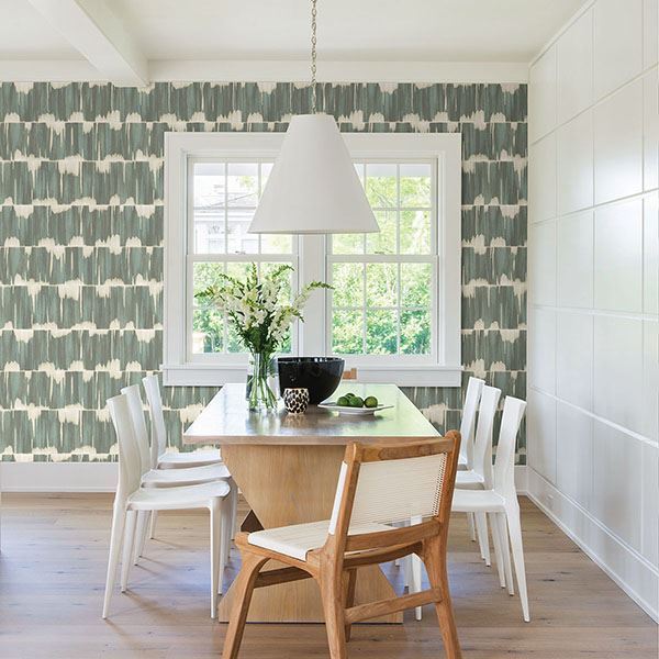 Serendipity Teal Shibori Wallpaper - Stripes Wallpaper