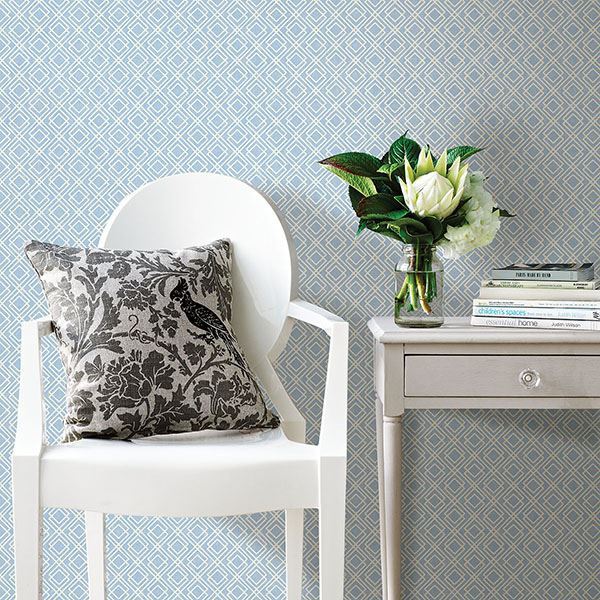 Napa Blue Geometric Wallpaper - Weaves Wallpaper