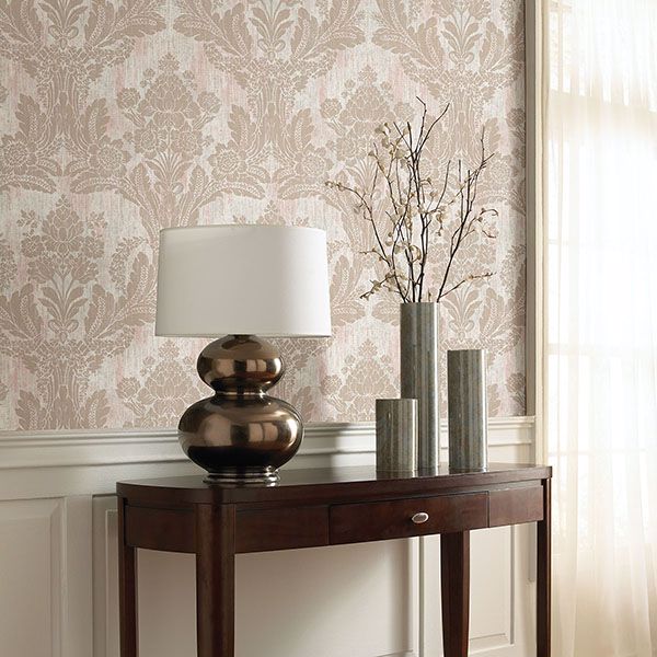 Zemi Light Pink Damask Wallpaper - Damask Wallpaper