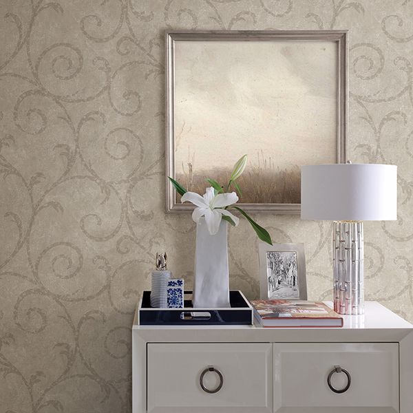 Sansa Khaki Plaster Scroll Wallpaper - Scroll Wallpaper