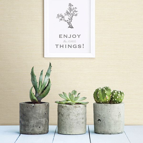 Agave Bliss Light Yellow Faux Grasscloth Wallpaper - Grasscloth Wallpaper