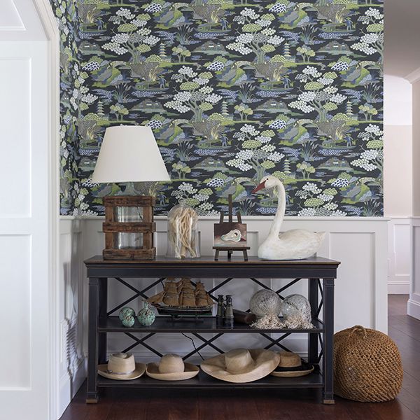 Joy De Vie Indigo Toile Wallpaper - Toile Wallpaper