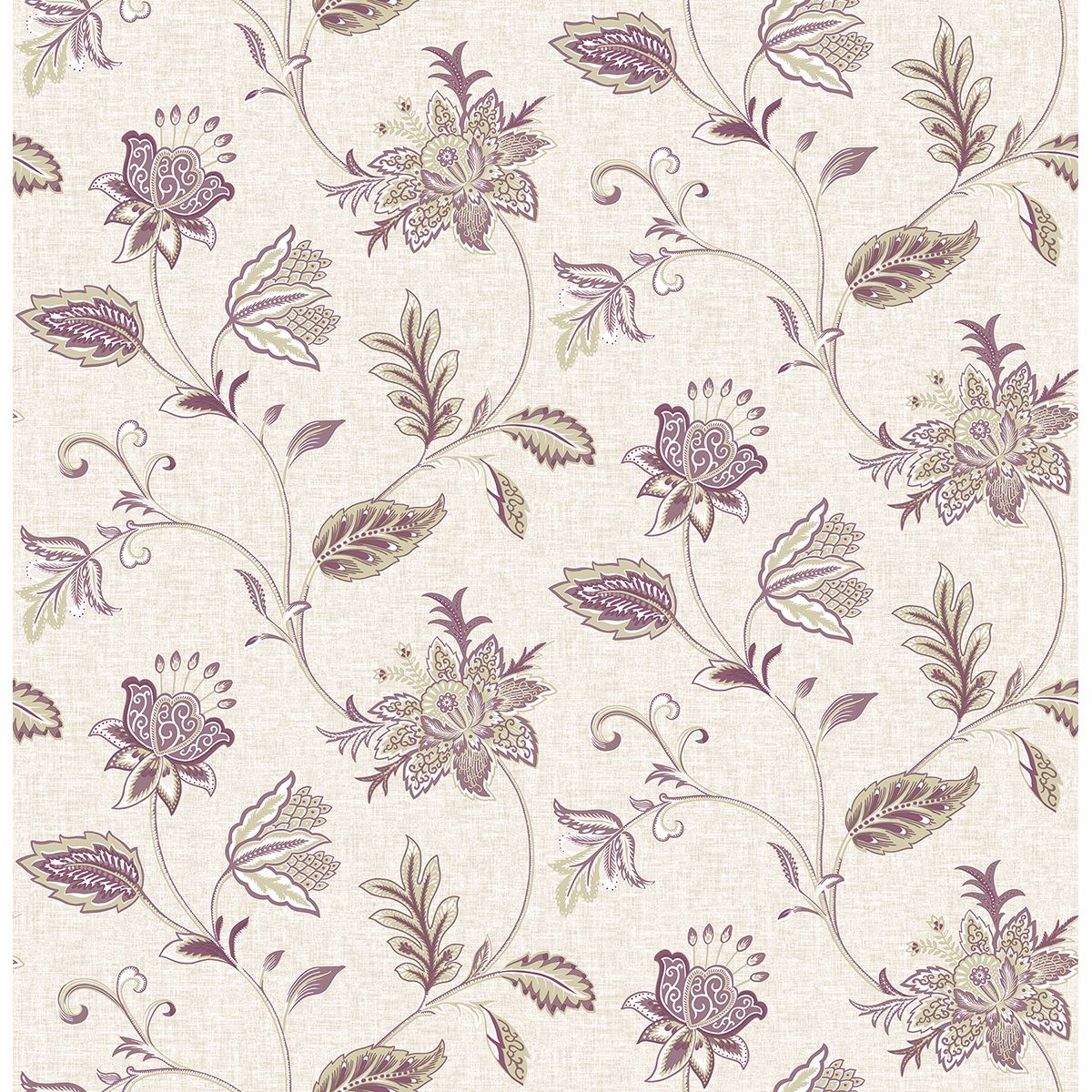 Georgette Burgundy Jacobean - Jacobean Wallpaper