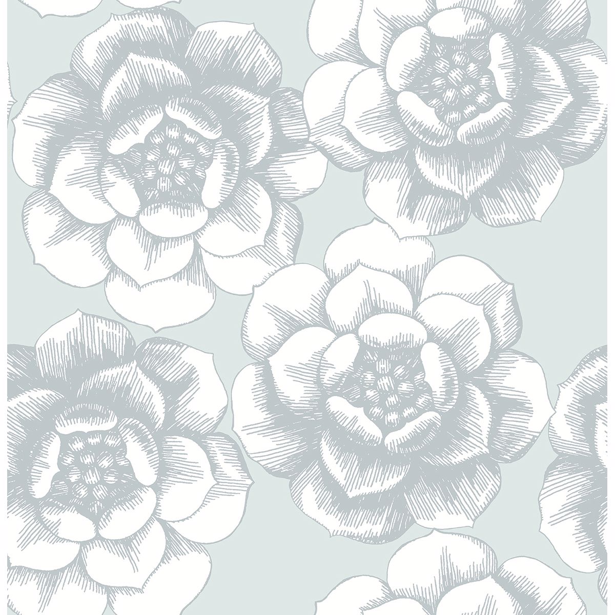 Fanciful Silver Floral Wallpaper - Floral Wallpaper