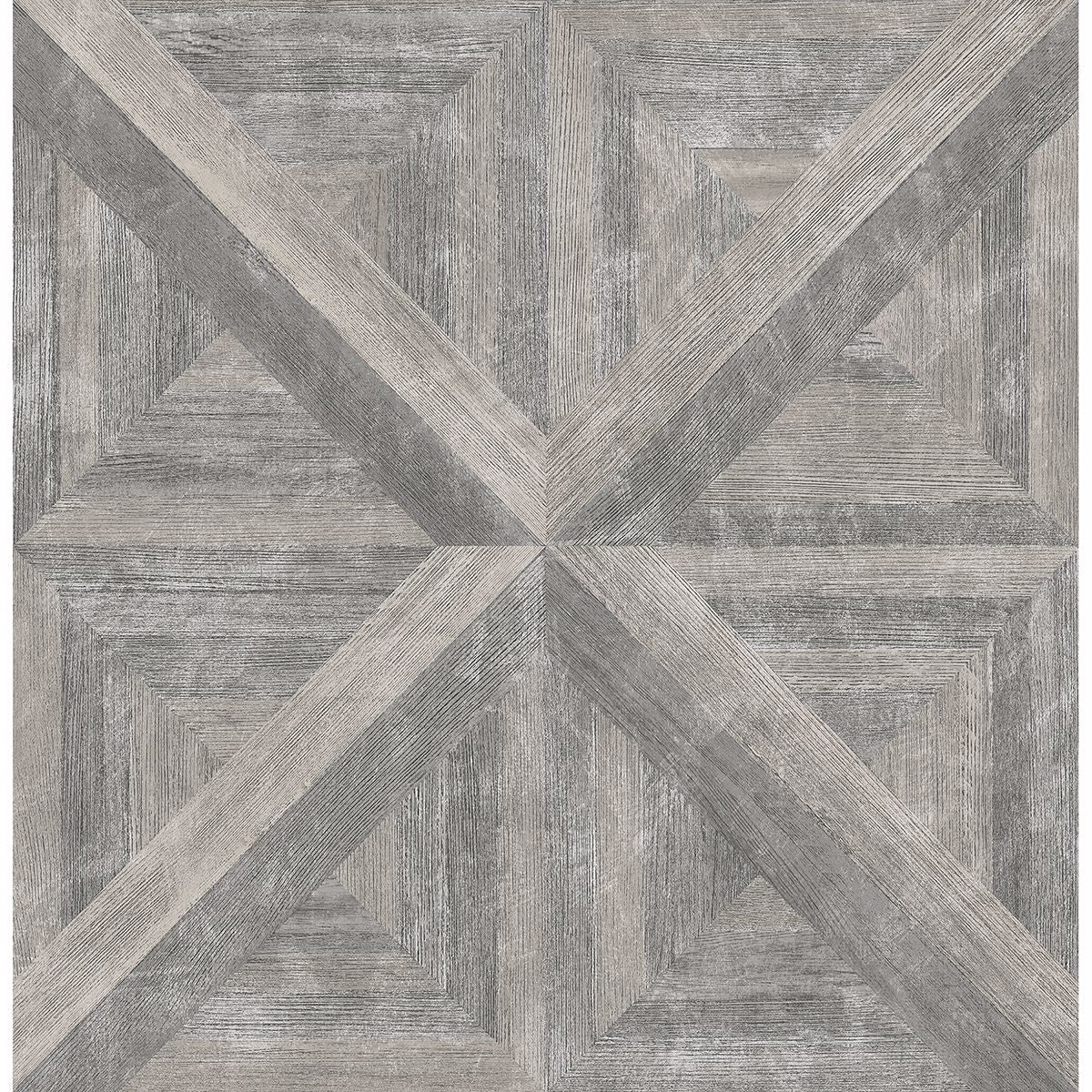 Carriage House Taupe Geometric Wood Wallpaper - Geometric Wallpaper