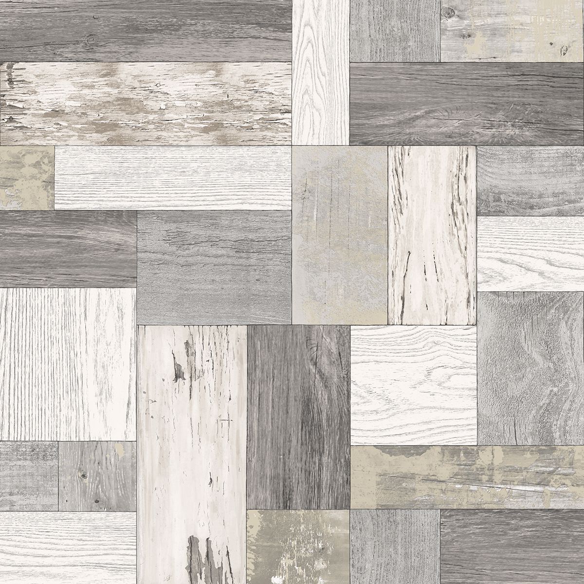 Knock on Wood Neutral Distressed Wallpaper - Distressed Wallpaper