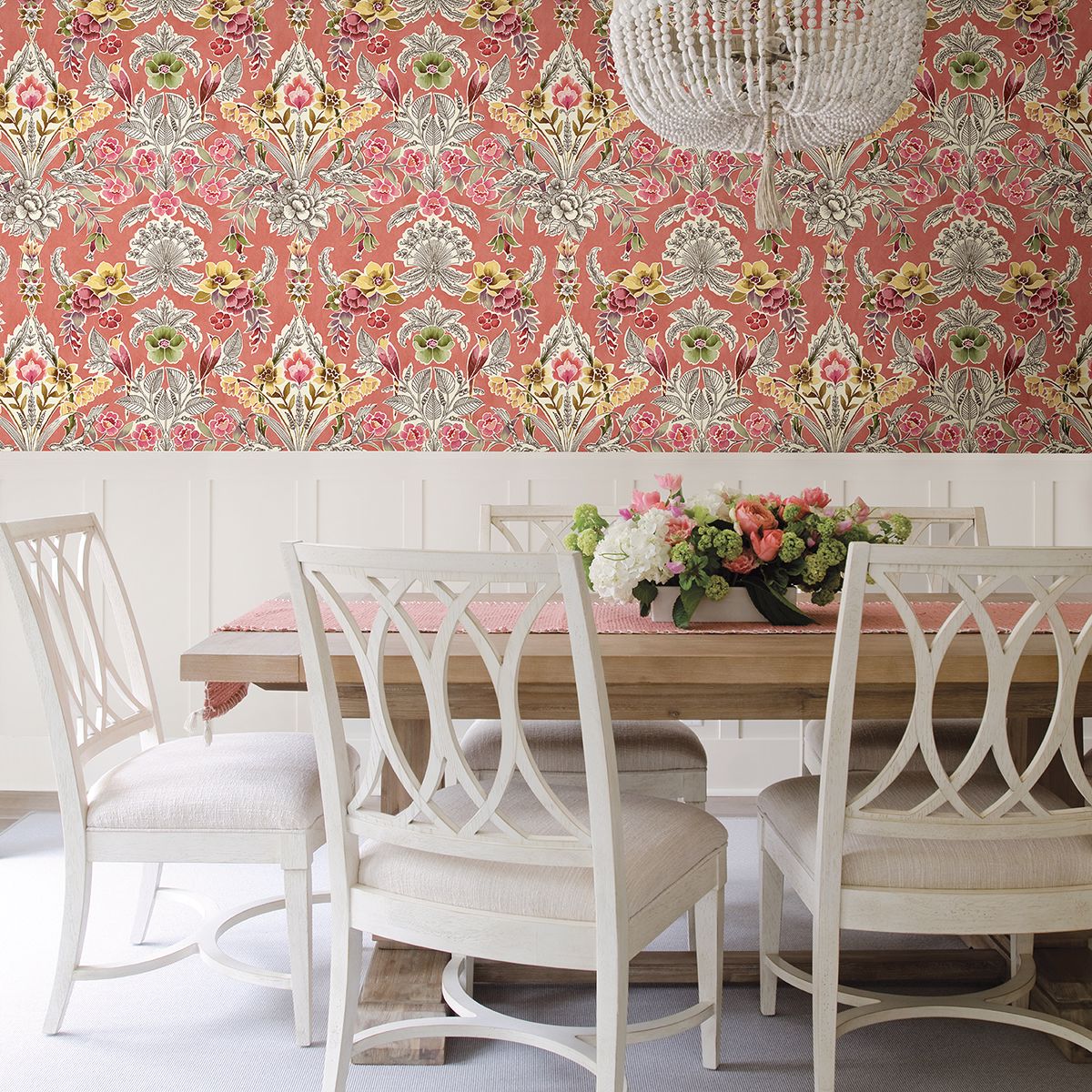 Vera Pink Floral Damask Wallpaper - Damask Wallpaper