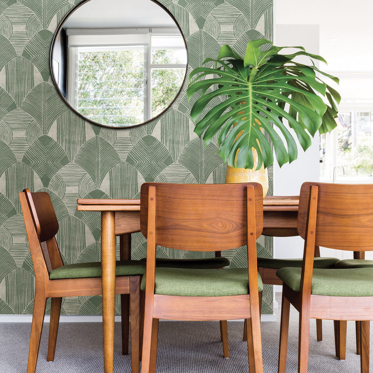 Westport Green Geometric Wallpaper- Scott Living - Geometric Wallpaper