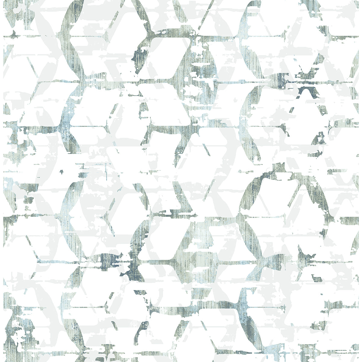 Augustine Slate Distressed Geometric Wallpaper - Distressed Wallpaper