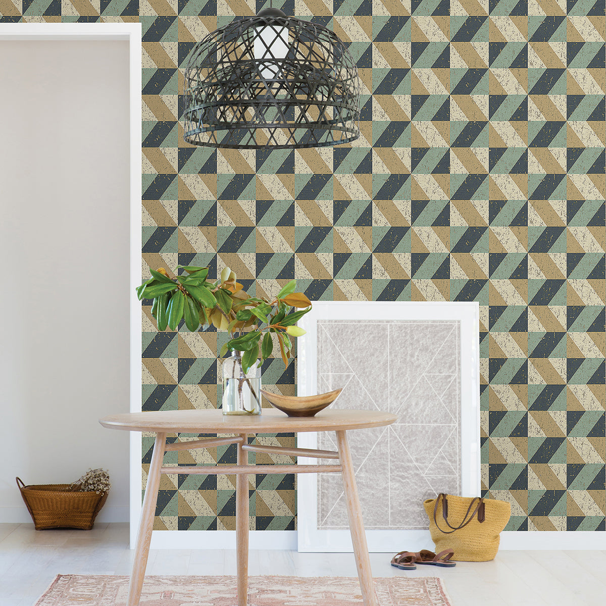 Cerium Blue Concrete Geometric Wallpaper - Geometric Wallpaper