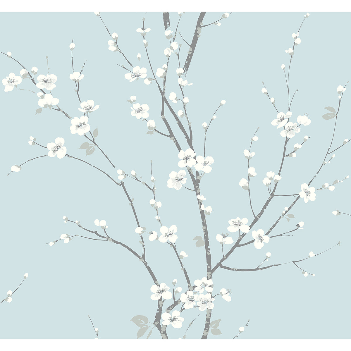 Monterey Sky Blue Floral Branch Wallpaper - Floral Wallpaper