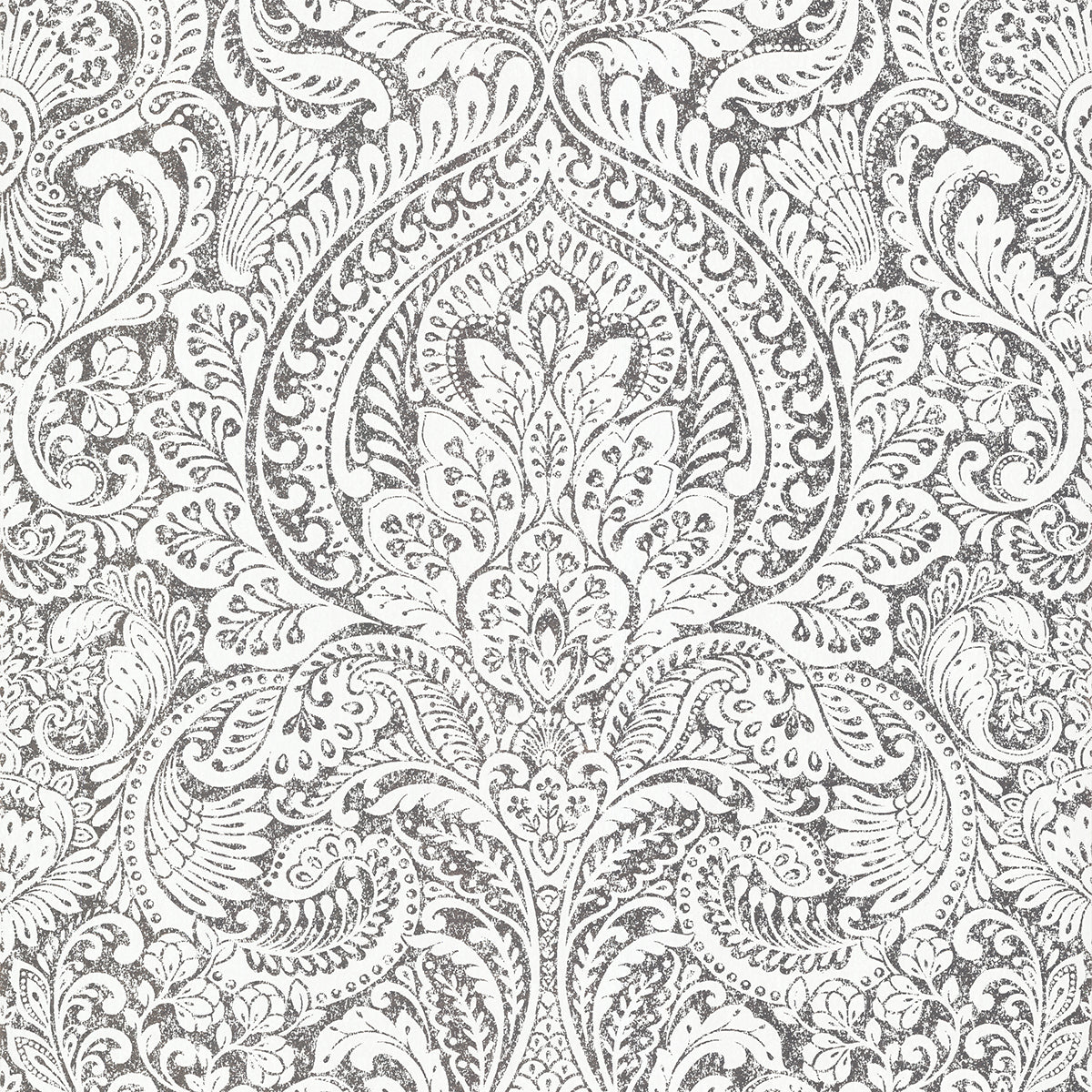 Artemis Platinum Floral Damask Wallpaper - Damask Wallpaper