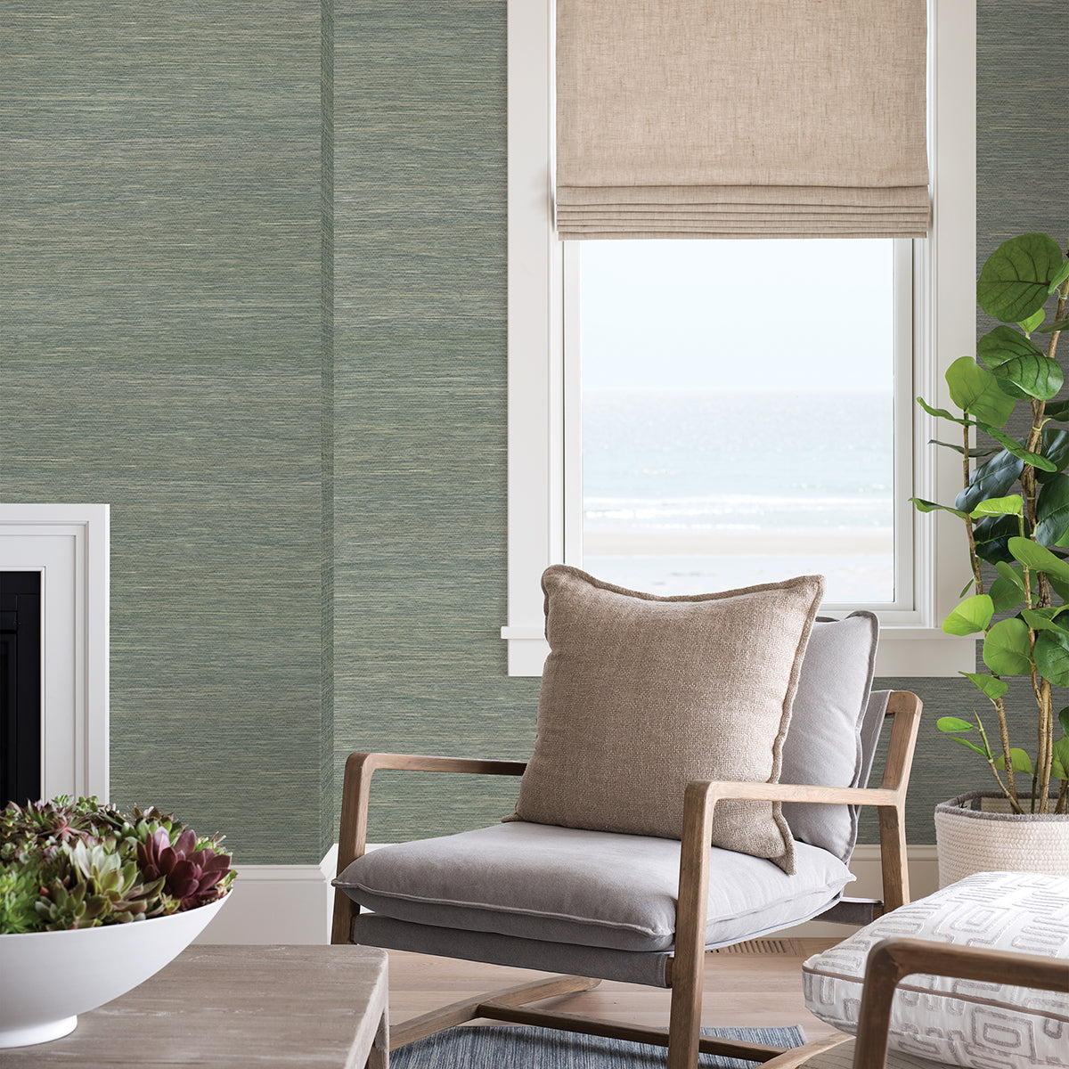 Batad Green Grasscloth Wallpaper - Grasscloth Wallpaper