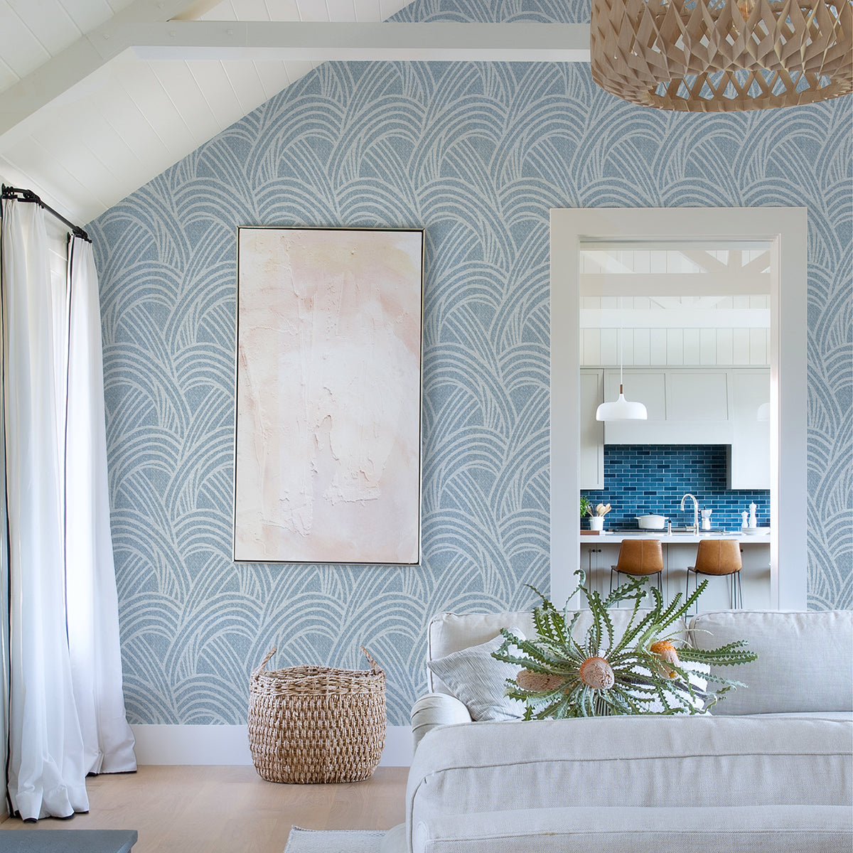 Farrah Blue Geometric Wallpaper - Geometric Wallpaper