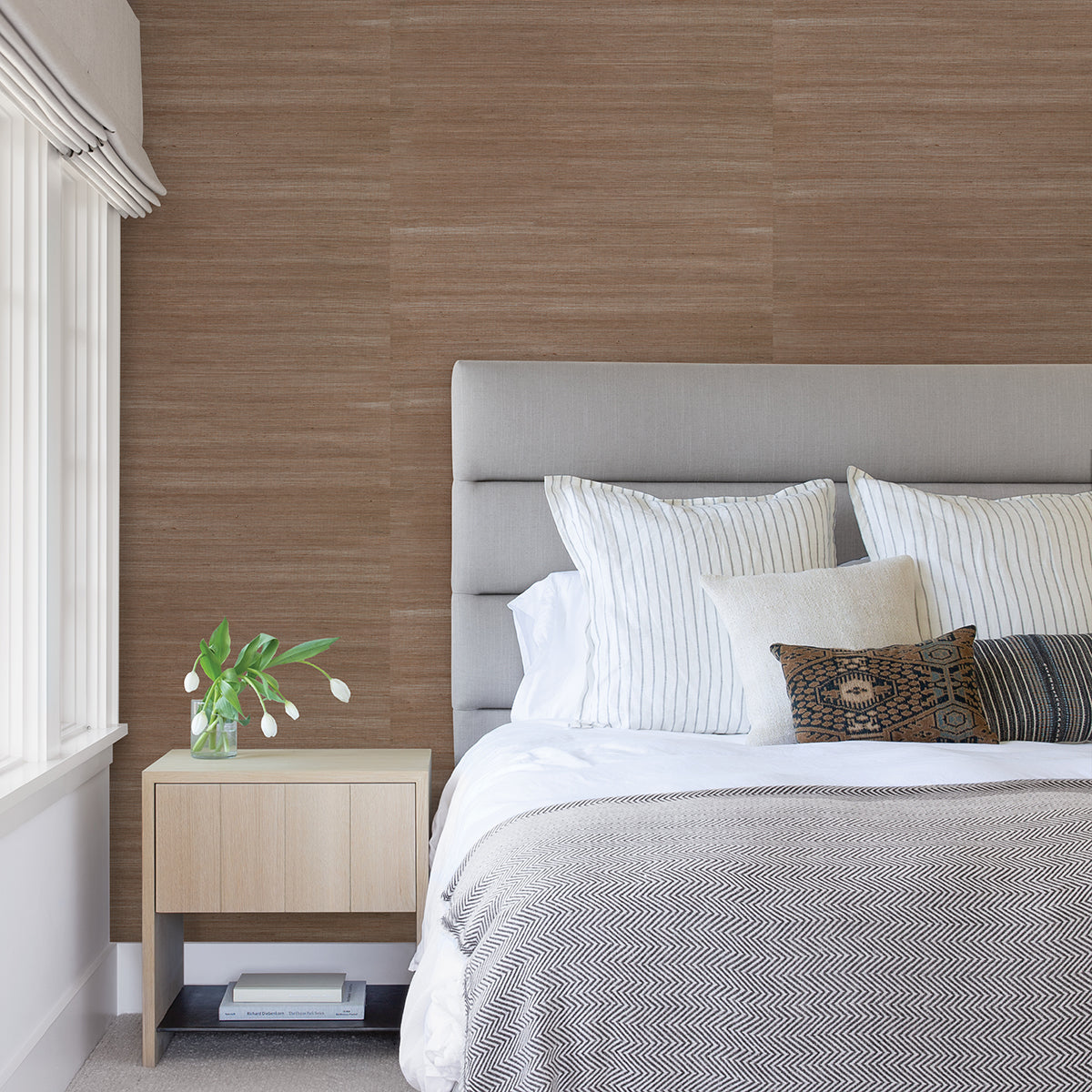 Caihon Rust Sisal Grasscloth Wallpaper - Grasscloth Wallpaper