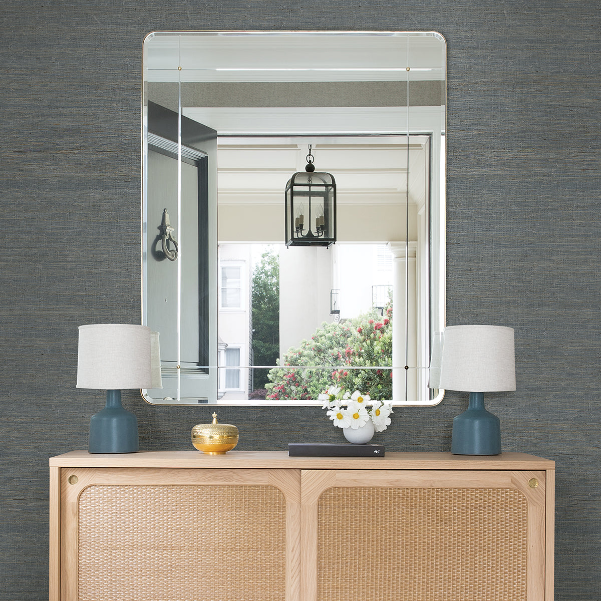 Aiko Teal Sisal Grasscloth Wallpaper - Grasscloth Wallpaper