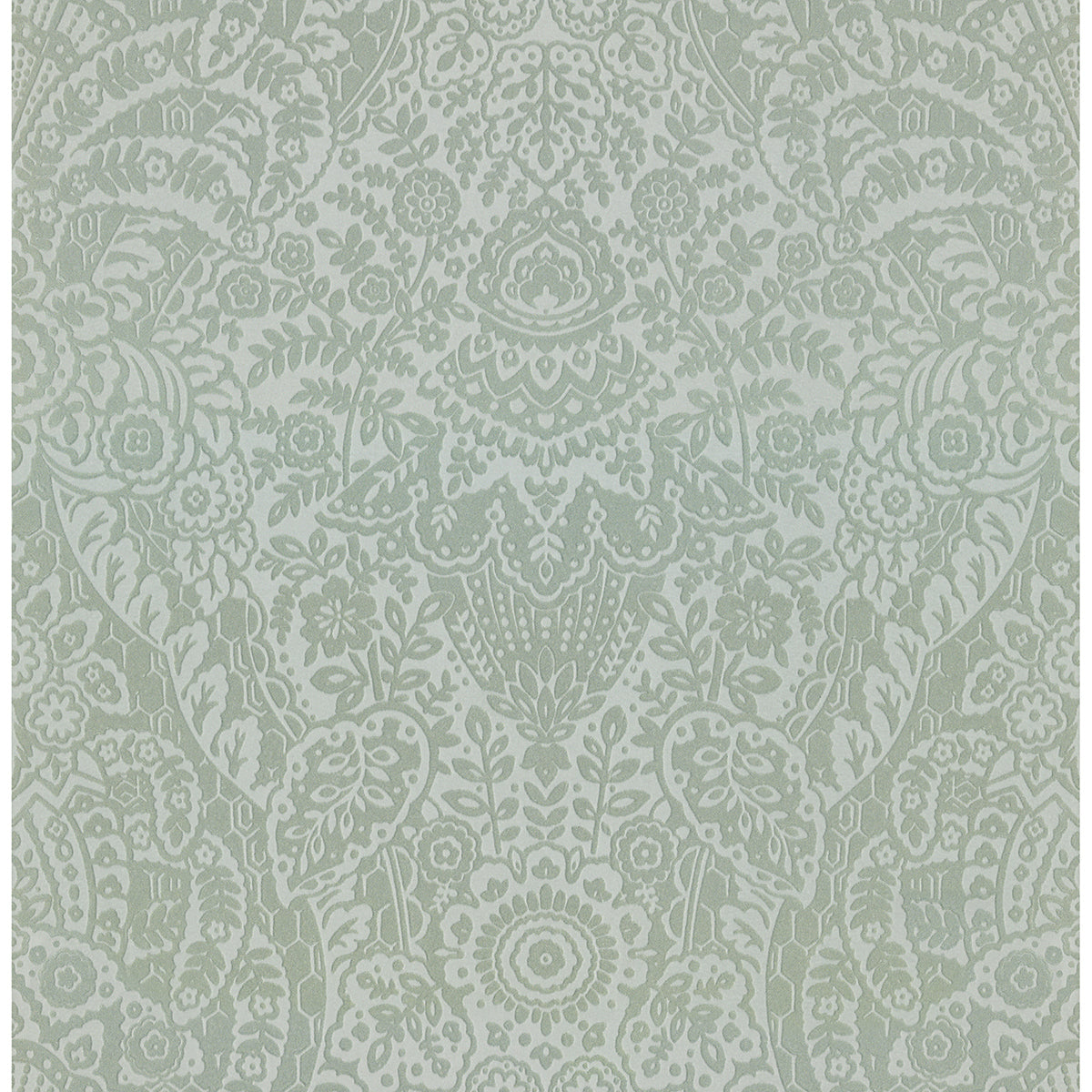 Maris Silver Flock Damask Wallpaper - Damask Wallpaper