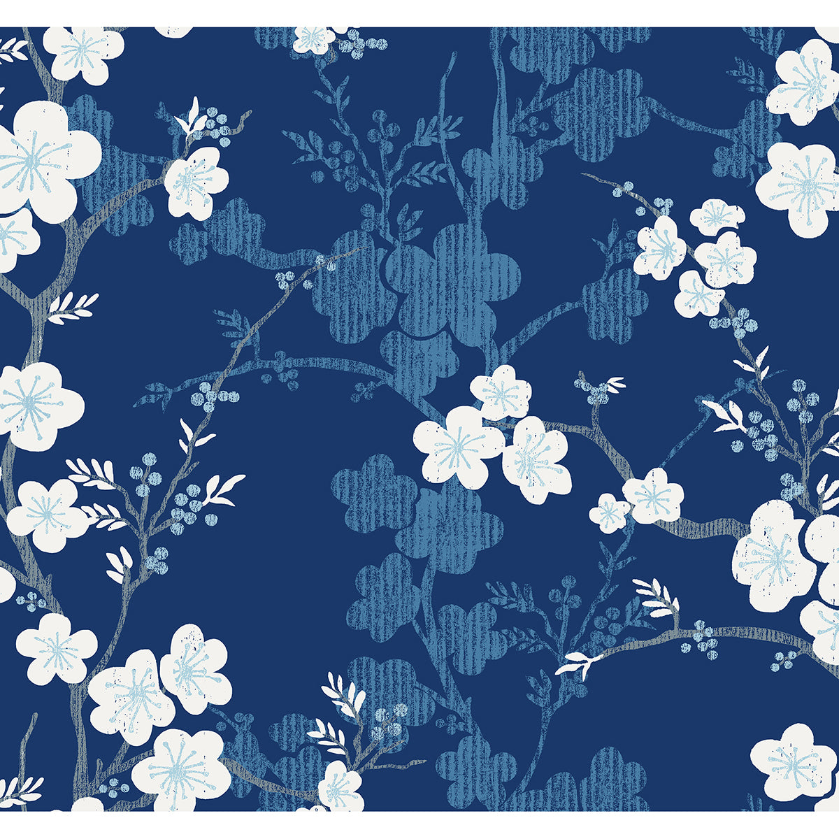 Nicolette Navy Floral Trail Wallpaper - Floral Wallpaper