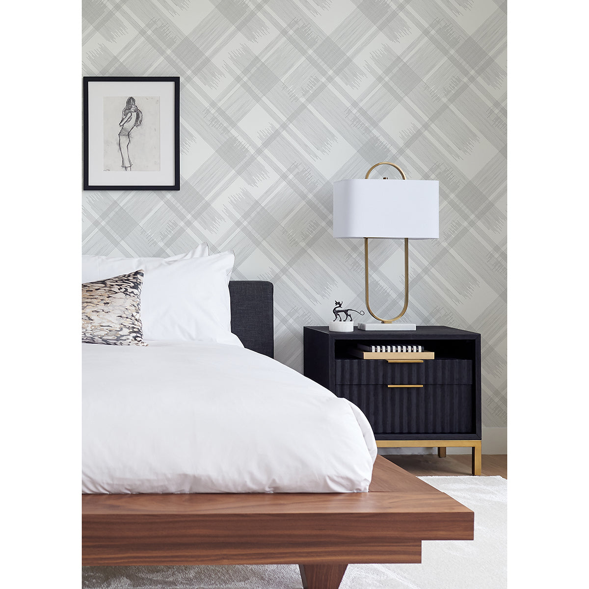 Zag Grey Modern Plaid Wallpaper - Plaid Wallpaper