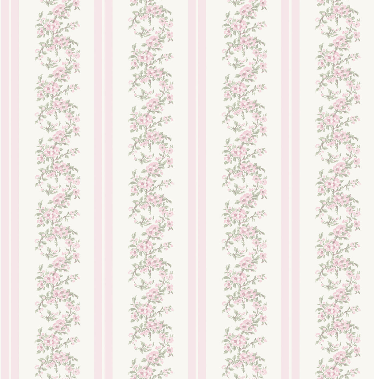 Marigold Wreath Pastel Peach Floral Stripe Wallpaper - Stripes Wallpaper