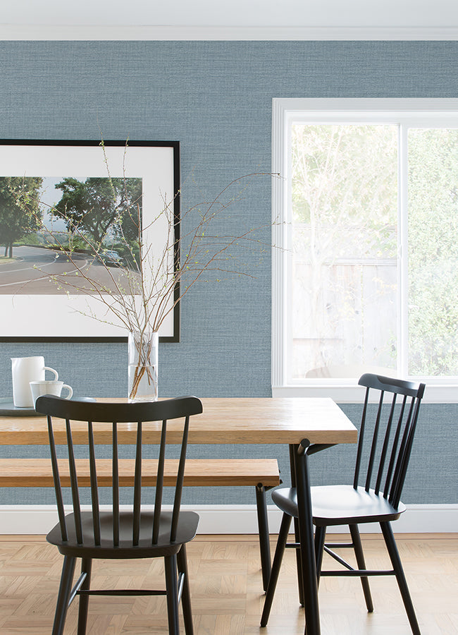 Agave Denim Faux Grasscloth Wallpaper - Grasscloth Wallpaper