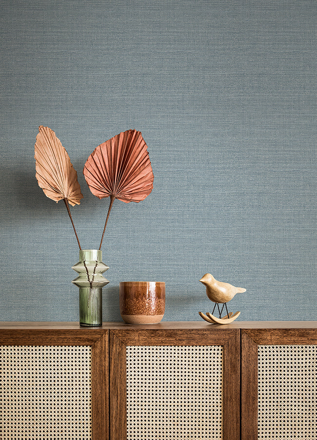 Agave Denim Faux Grasscloth Wallpaper - Grasscloth Wallpaper