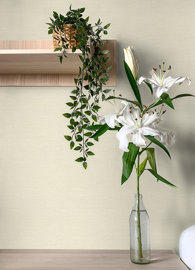 Agave Light Yellow Faux Grasscloth Wallpaper - Grasscloth Wallpaper