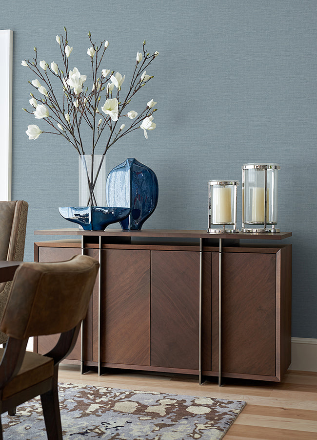 Agave Slate Faux Grasscloth Wallpaper - Grasscloth Wallpaper