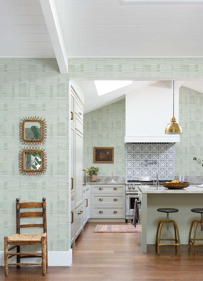 Callaway Green Woven Stripes Wallpaper - Stripes Wallpaper