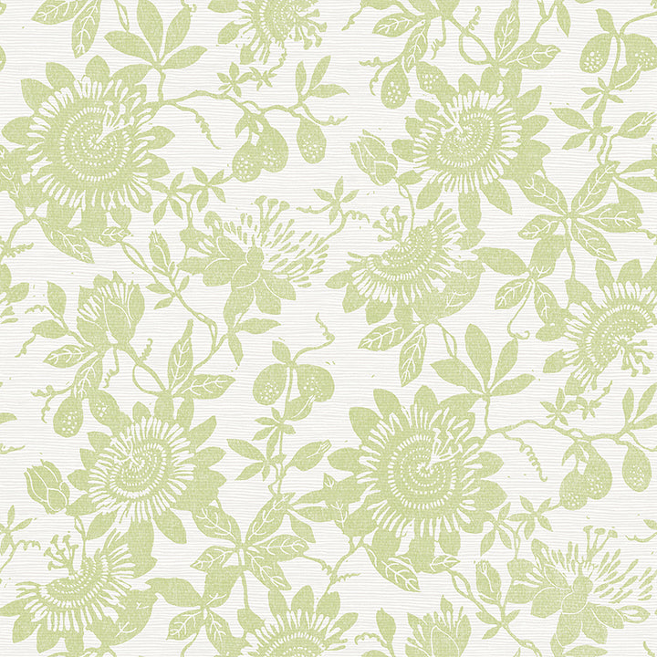 Helen Light Green Floral Trail Wallpaper - Jacobean Wallpaper