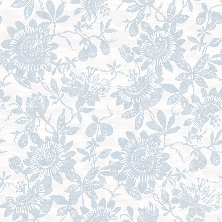 Helen Light Blue Floral Trail Wallpaper - Jacobean Wallpaper