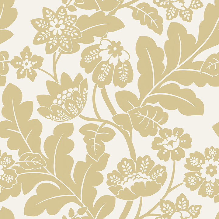 Augusta Butter Flock Damask Wallpaper - Damask Wallpaper