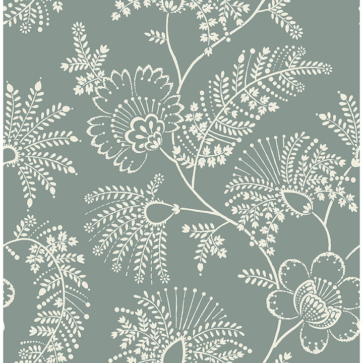 Maeve Sea Green Jacobean Trail Wallpaper - Jacobean Wallpaper