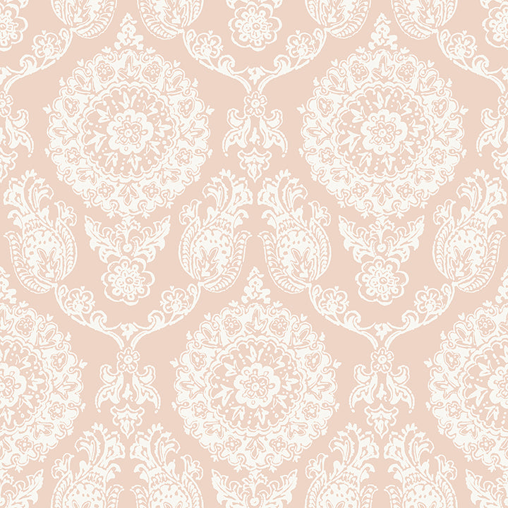 Helm Damask Blush Floral Medallion Wallpaper - Damask Wallpaper