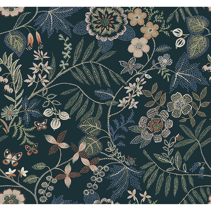 Marilyn Sea Green Floral Trail Wallpaper by Scott Living - Floral Wallpaper