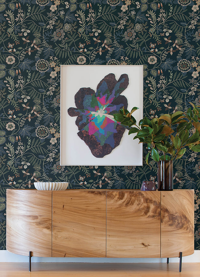 Marilyn Sea Green Floral Trail Wallpaper by Scott Living - Floral Wallpaper