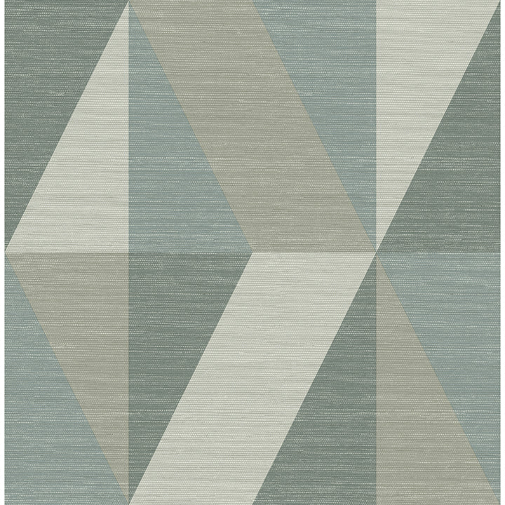 Winslow Green Geometric Faux Grasscloth Wallpaper - Geometric Wallpaper