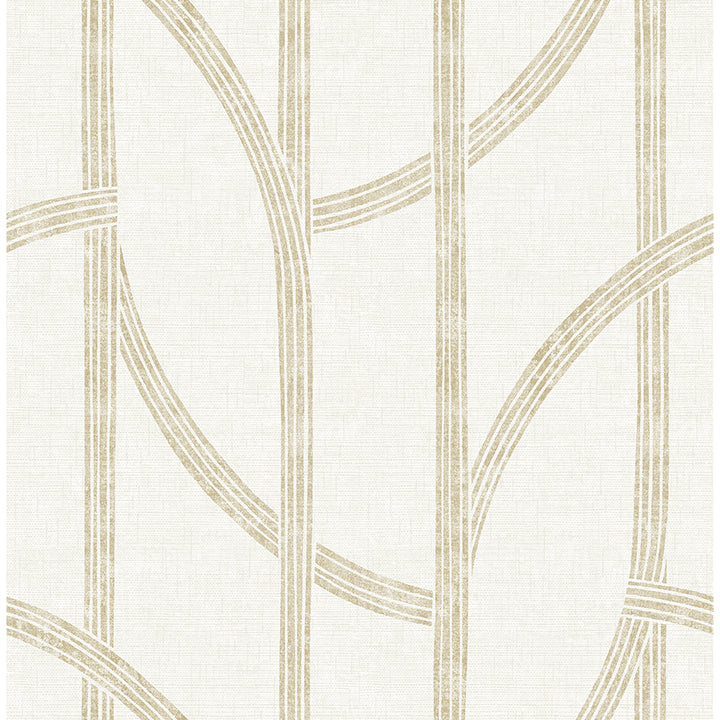 Harlow Gold Curved Contours Wallpaper - Stripes Wallpaper
