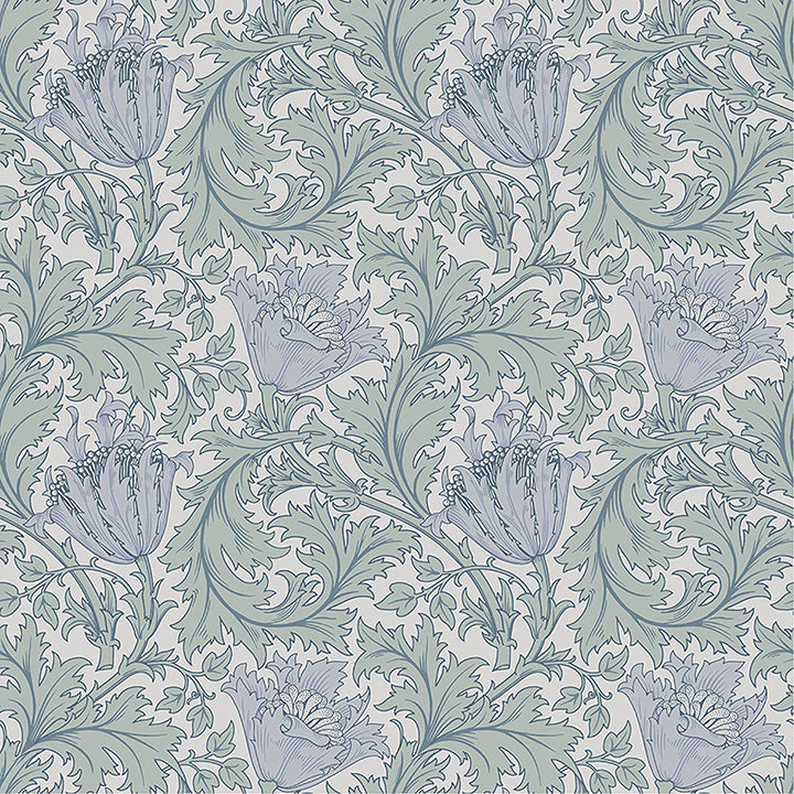 Anemone Blue Floral Trail Wallpaper - Floral Wallpaper