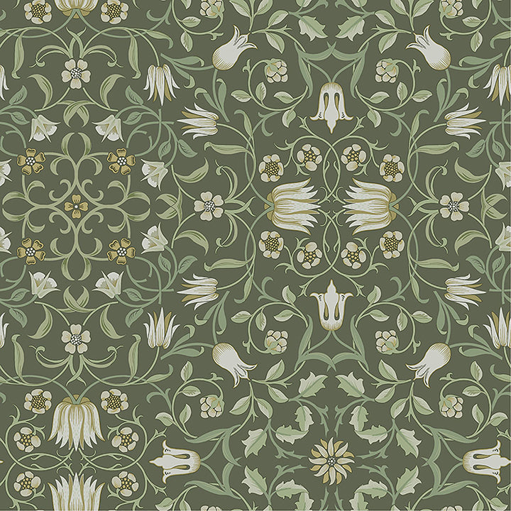 No 1 Holland Park Green Floral Wallpaper - Floral Wallpaper