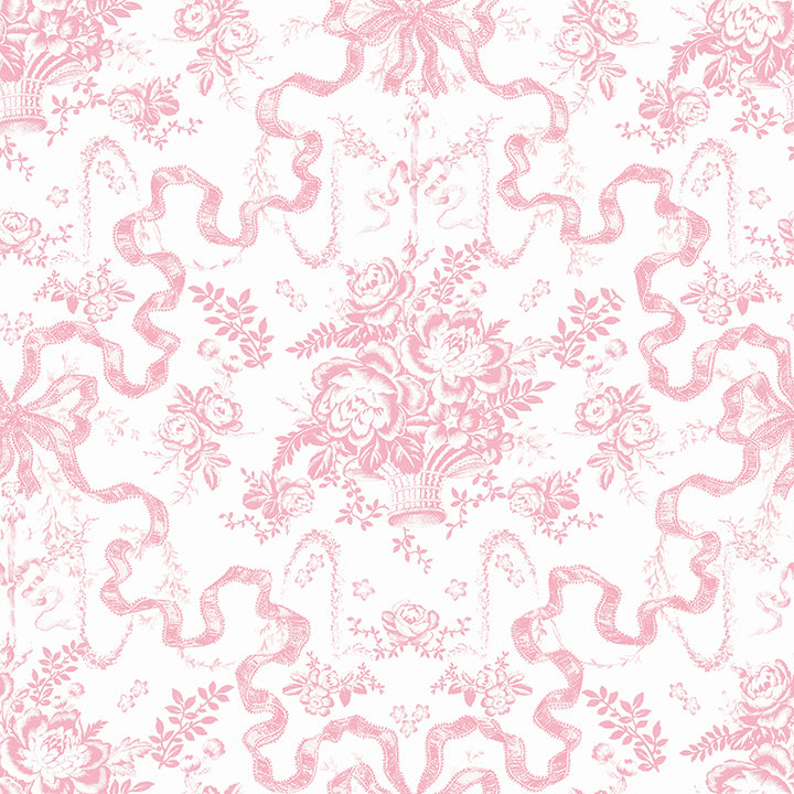 Fairytale Peony Pink Toile Wallpaper - Toile Wallpaper