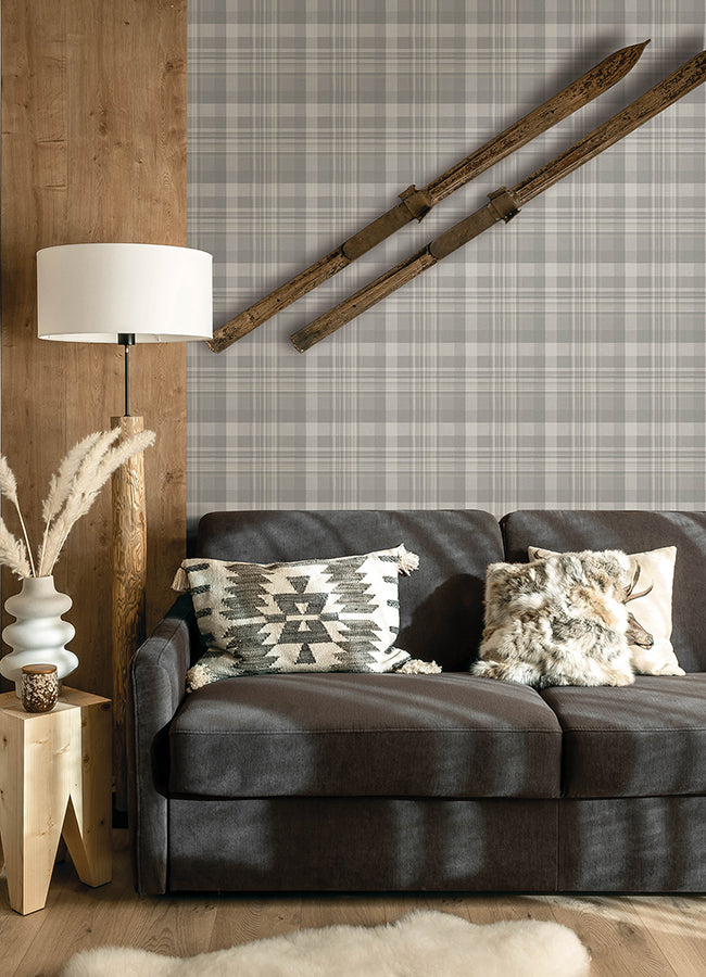 Dutton Plaid Grey Wallpaper - Plaid Wallpaper