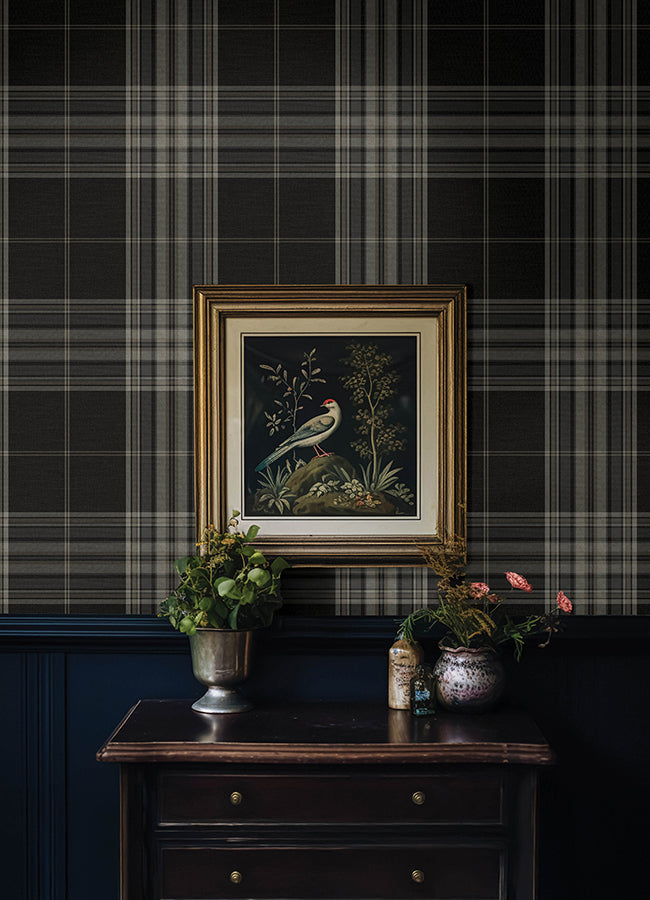 Westley Black Plaid Wallpaper - Plaid Wallpaper