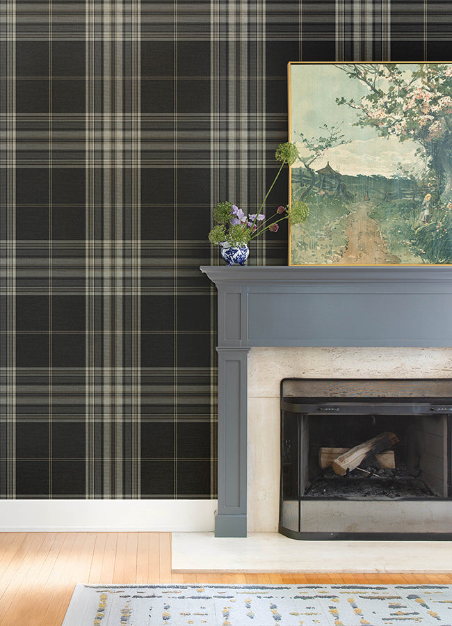 Westley Black Plaid Wallpaper - Plaid Wallpaper