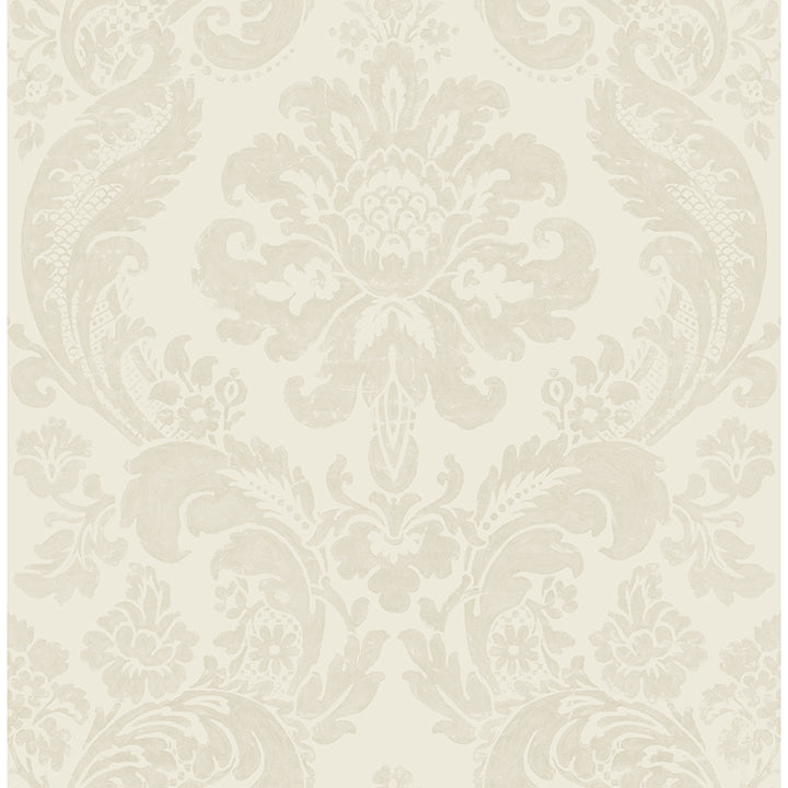 Shadow Cream Flocked Damask Wallpaper - Scroll Wallpaper